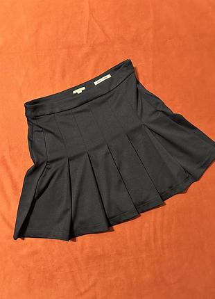 Якісна темно синя міні спідниця трапеція з віскозою