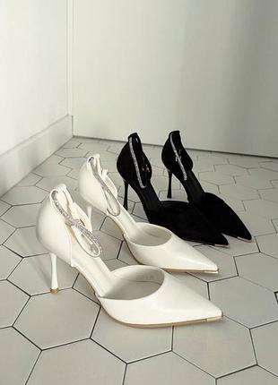 Туфли на шпильке нарядные женские, экокожа / экозамша