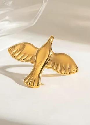 Кольцо с птичкой нержавеющая сталь stainless steel