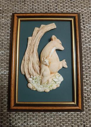 Объемная картина "листята" / английская / 13*18см./