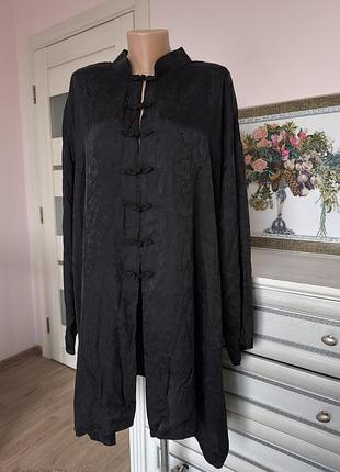 100% шовк ексклюзивний довгий шовковий жакет / кімоно кардиган в китайському стилі оверсайз батал вільний крій