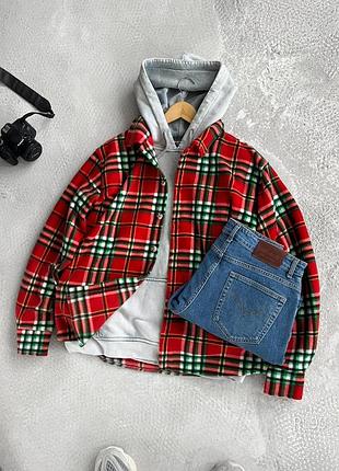 Овершот-сорочка щільна  овесрайз в клітинку на чоловіка-підлітка