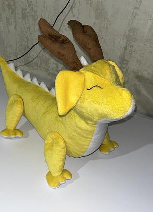 Новорічна різдвяна м'яка іграшка жовтий олень дракон