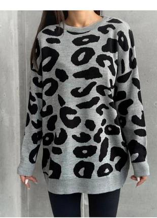 Светр джемпер оверсайз в леопардовий принт