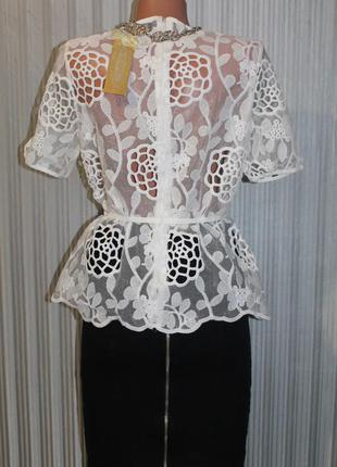Ажурная блузка с баской2 фото