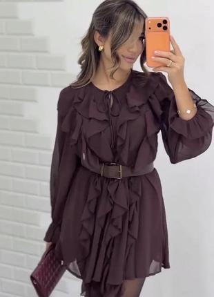 Шифонова сукня шоколад