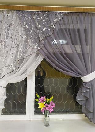 Шторы для кухни или комнаты, шифон.