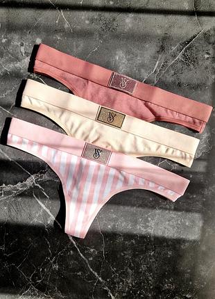 Набор хлопковых трусиков-стринг с камушками от бренда victoria’s secret 🇺🇸 оригинал