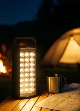 Led фонарь аккумуляторный черный корпус her-tex ht-2626, 24 диода, usb, до 80 часов