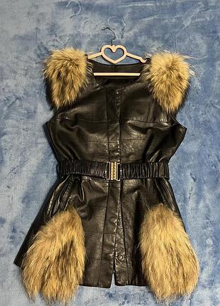 Жилет кожа натуральная и мех