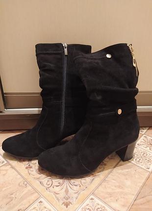 Сапоги, сапоги,ботфорды женские замшевые зимние (26) срочно