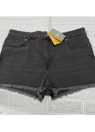 3xl новые серые короткие шорты с бахромой внизу джинсовые эластичные divided