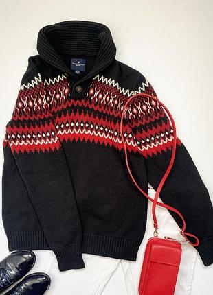 American eagle свитер унисекс жаккардовый узор шалевый воротник