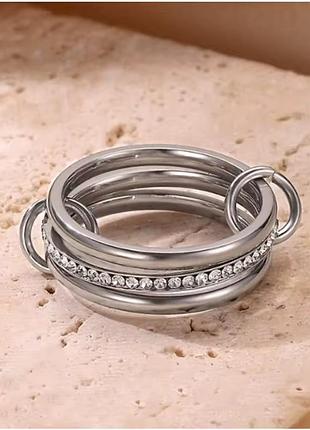 Тройное кольцо камешков нержавеющая сталь stainless steel