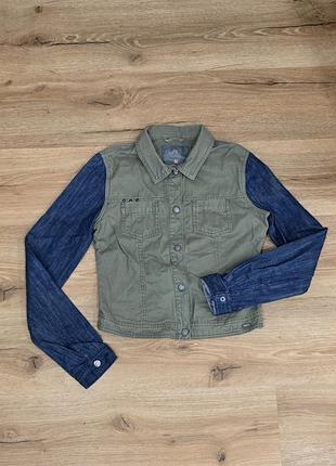 Джинсовая курточка  женская цвета хаки cropp, s