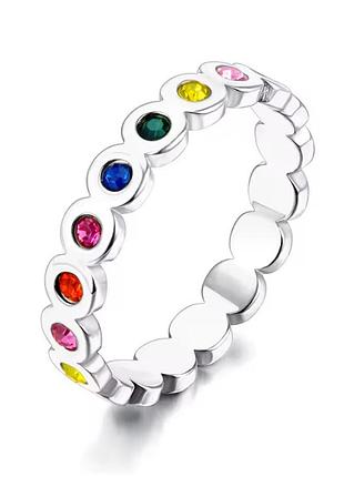 Кольцо цветные камешки нержавеющая сталь stainless steel