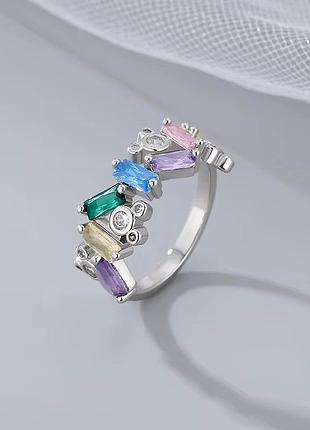 Кольцо цветные камешки нержавеющая сталь stainless steel
