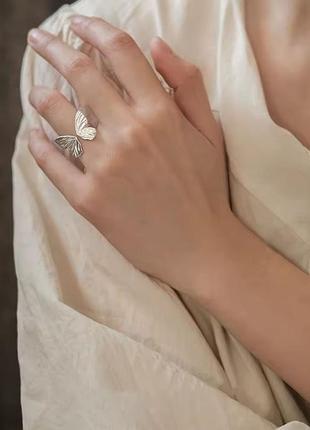 Кольцо бабочка серебро 925
