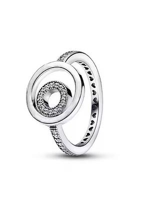 Кольцо двойное окружность камешков серебро 925