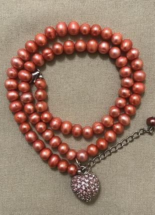 Натуральні тоновані перлини намисто з кулоном