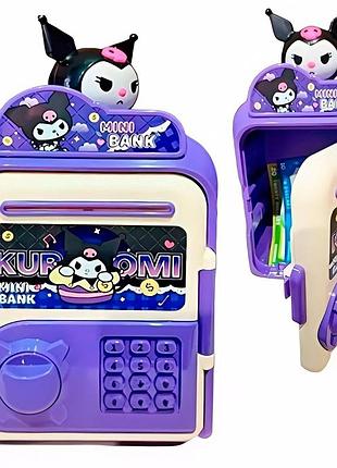 Детский сейф-копилка, от батареек, mini bank kuromi / электронная копилка / детская копилка