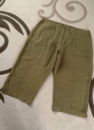 Літні широкі лляні штани укорочені кюлоти
