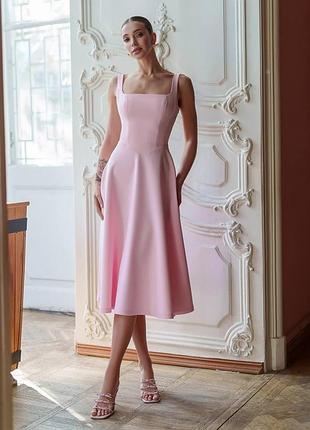 5 цветов! женское корсетное платье миди с квадратным вырезом на бретелях, сарафан с корсетом, платье, базовое, летнее, классическое, клеш