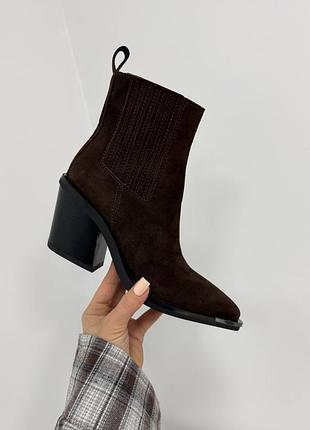 Premium! женские замшевые коричневые ботинки демисезонные деми ботинки на флисе натуральная