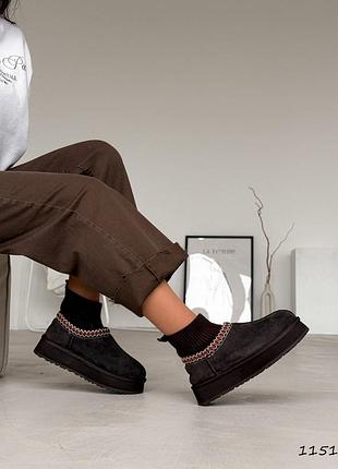 Женские коричневые угги зимние теплые на меху зима