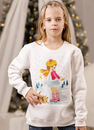 Світшот теплий святковий різдвяний для дівчинки