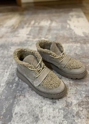 Зимові черевики з хутром натуральна замша 39