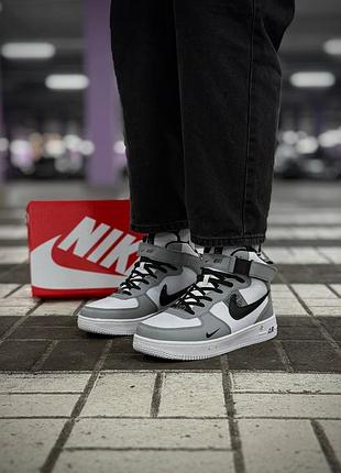 Зимние nike air force winter из натуральной кожи и утепленные плотным мехом, логоловая обувь зима осень