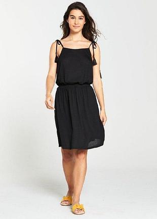 🖤 сукня v by very (нова) — жіноча, міді, вільний силует, на бретельках | чорний | розмір s (uk 8 / 44)