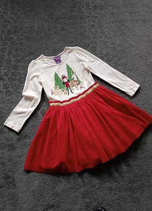 Платье новогоднее рождественское на девочку на 6 лет рост 116 см