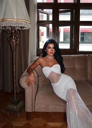 Сукня вечірня біла коктейльна довга шикарна