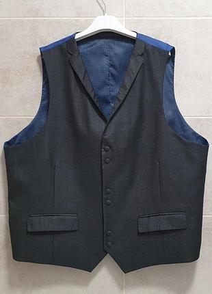 Fellini жилет - 5/6xl • 62/64 - графітовий сірий з лацканами - класична чоловіча жилетка костюмна - ж62 ж64