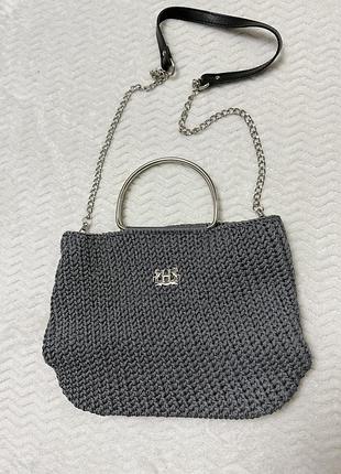 Сумка сіро-синя вʼязана handmade