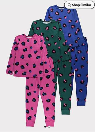 Нова трикотажна бавовняна піжама для дівчаток george 110/116, 122/128, 158/164