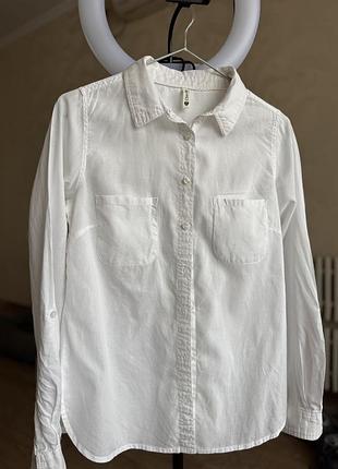 Біла бавовна котон сорочка трішки приталена дуже ніжна та приємна