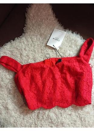 Топ кружевной красный