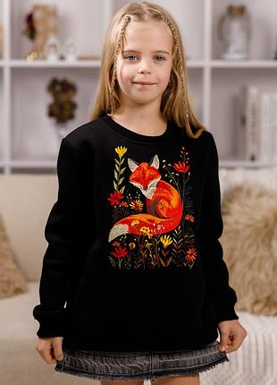 Світшот для дівчинки етнічний з вишивкою лисичка