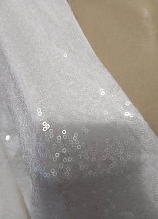 Белое платье в пайетки, на запах, праздничное, новый год