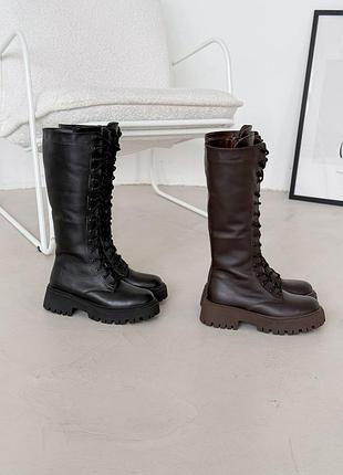 Ботинки зимние из натуральной кожи, внутри полушерсть по всей высоте