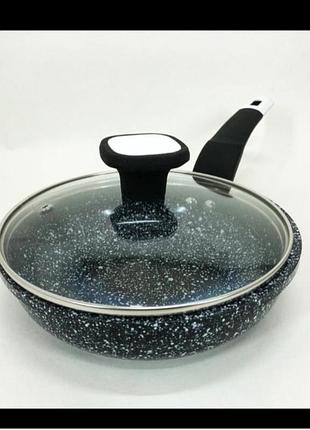 Гранітна сковорода сковорідка з кришкою 18см антипригарна