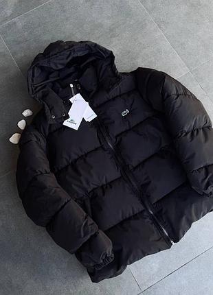 Чоловіча зимова куртка пуховик lacoste  black jacket оригінал