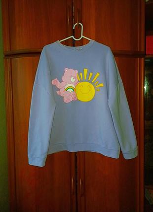 Женский свитшот на флисе фиолетового цвета с рисунком