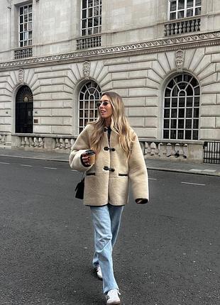 Культова бежева куртка кемел хутряна шуба овчина дублянка mango зі штучної овчини