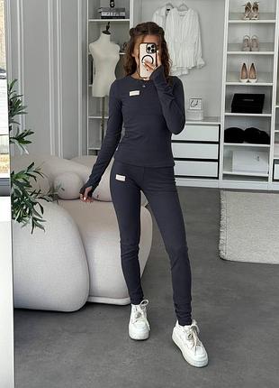 Спортивный костюм женский серый графитовый теплый осенний весенний зимний
