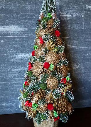 Дизайнерська ялинка ручної роботи в золотом