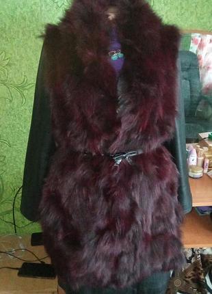 100% мех песца полушубок шуба жилетка натуральный мех куртка